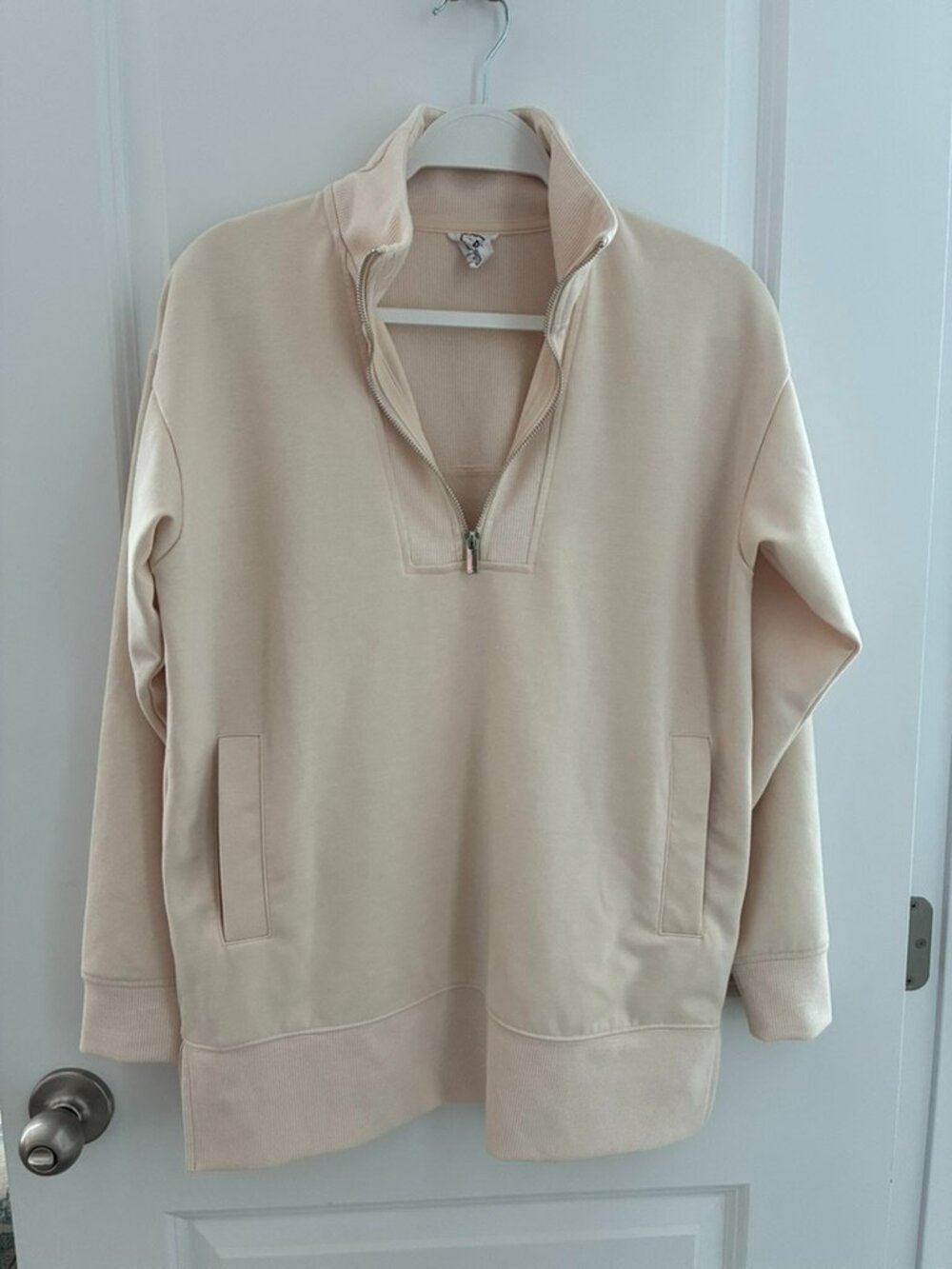 1/4 Zip Sweatshirt in Tapioca Cream XS Pockets, Sage Collective